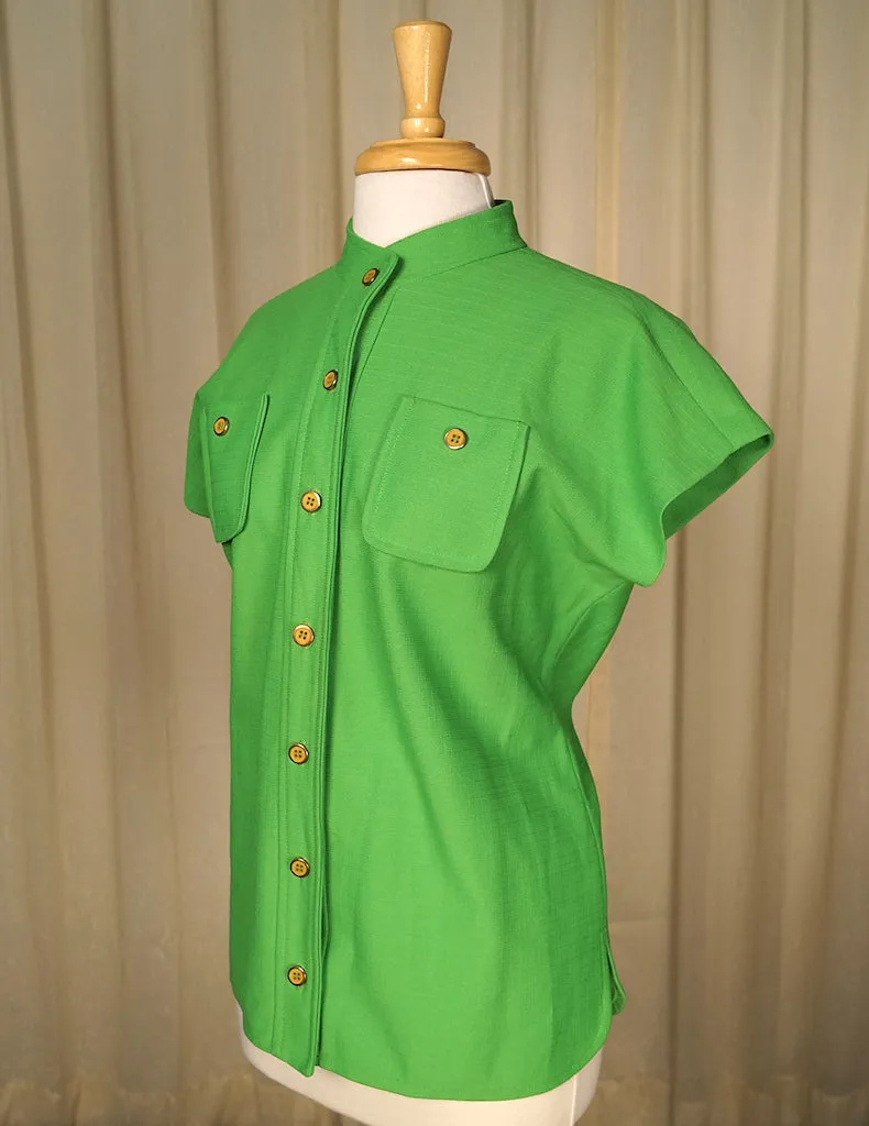 1960s Lime Green Button Top