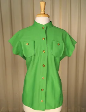 1960s Lime Green Button Top