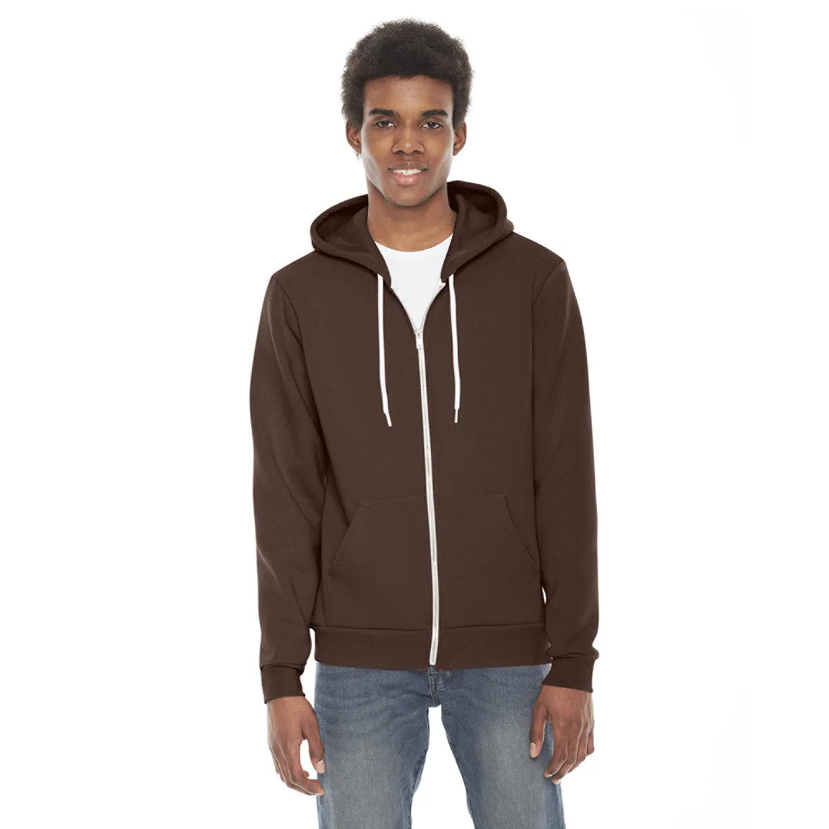 American Apparel Unisex Brown Flex Fleece Zip Hoodie