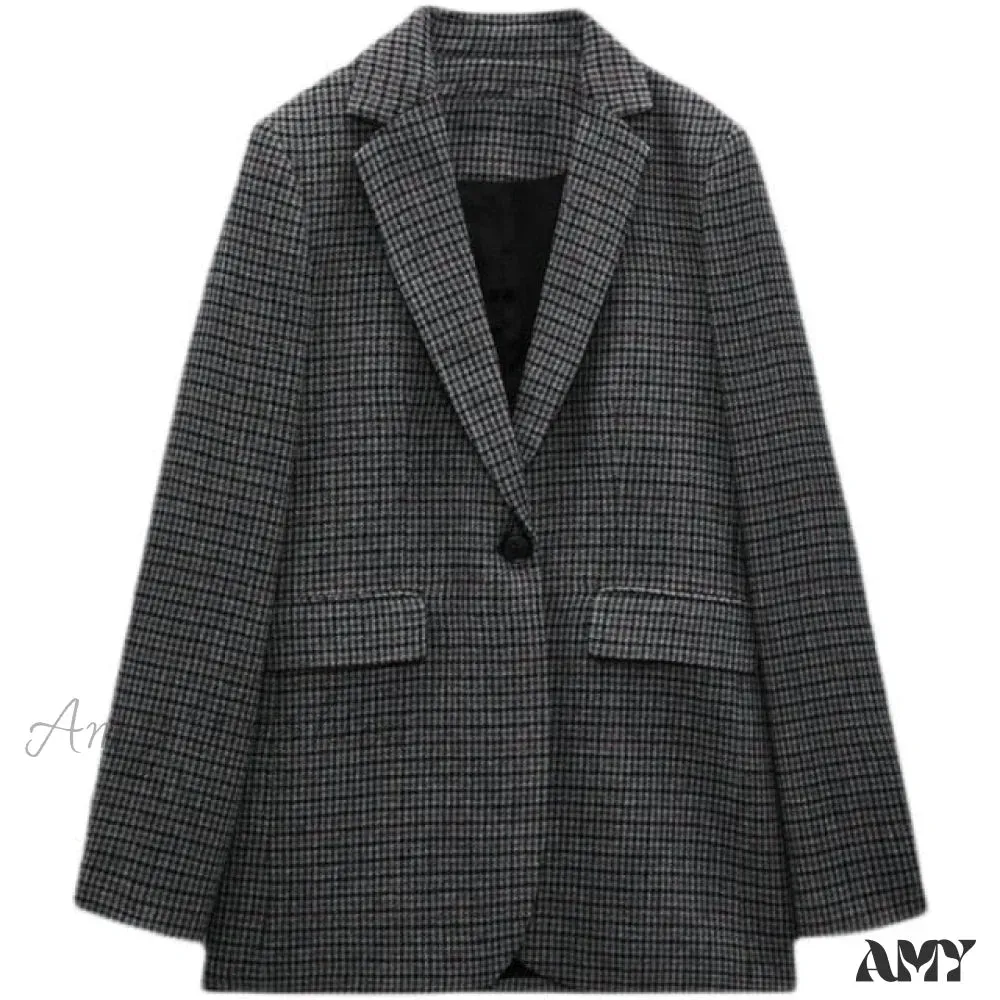 Amy Fashion - New Casual Plaid Blazer