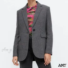 Amy Fashion - New Casual Plaid Blazer