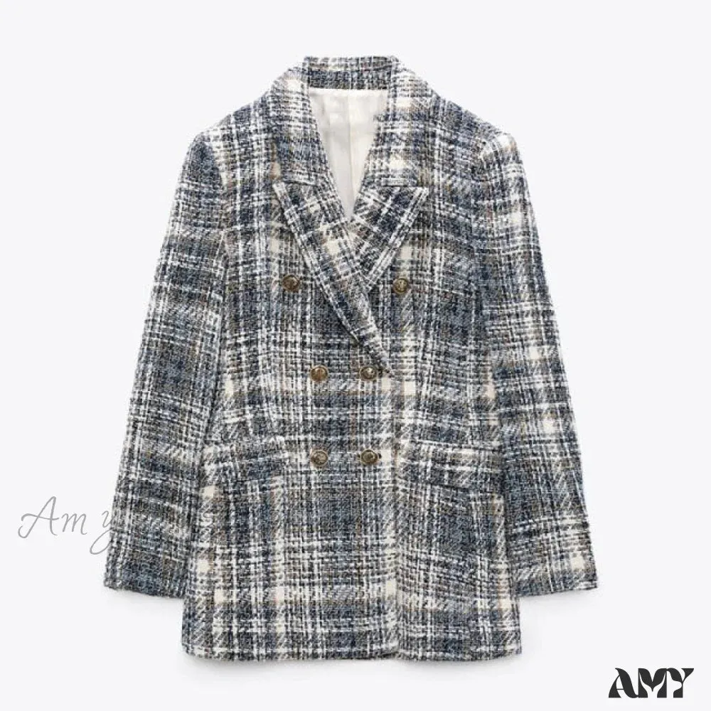 Amy Fashion - New Casual Plaid Blazer