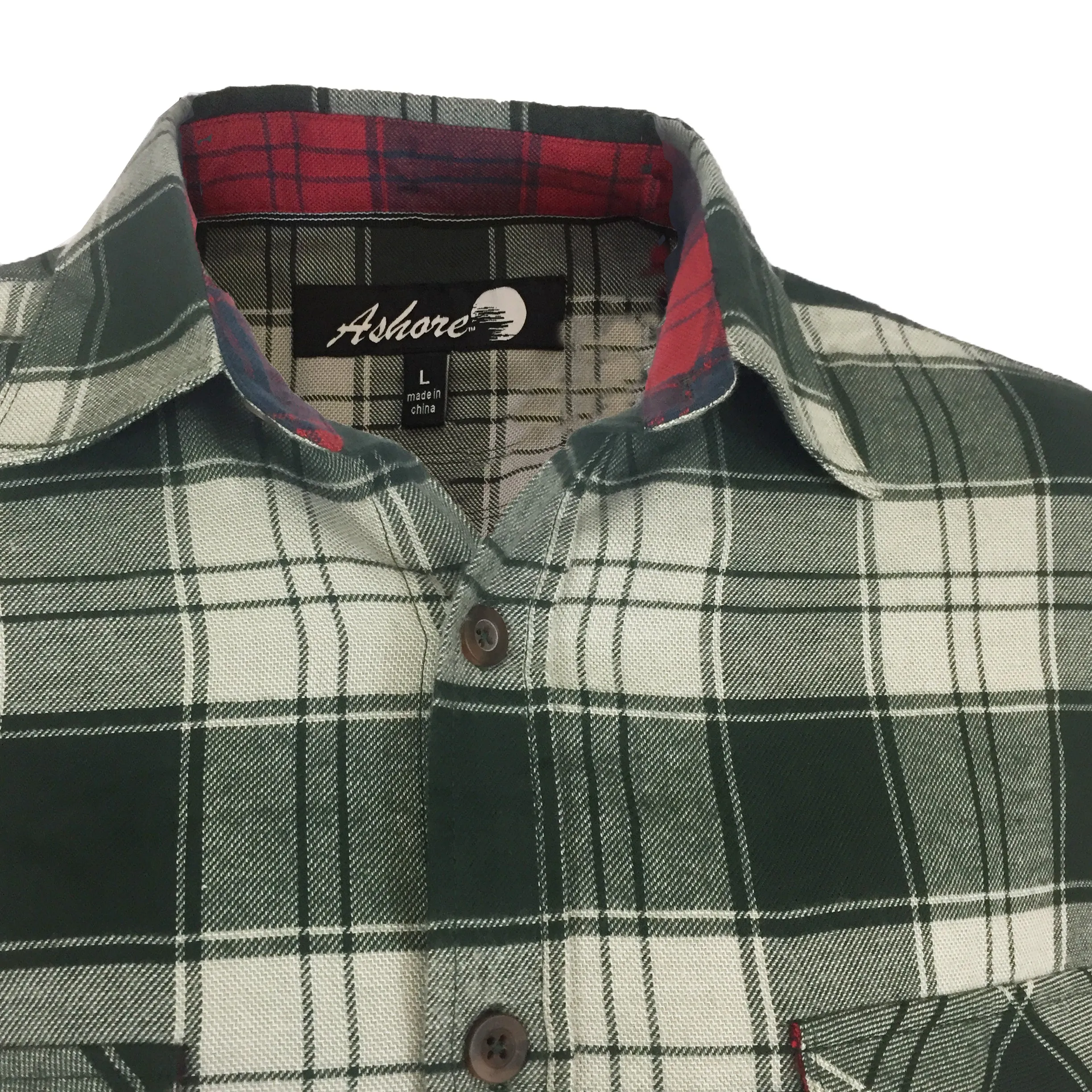 ASHORE Men Hot Sale Cotton/Poly Cotton Green Block Plaid Shirt