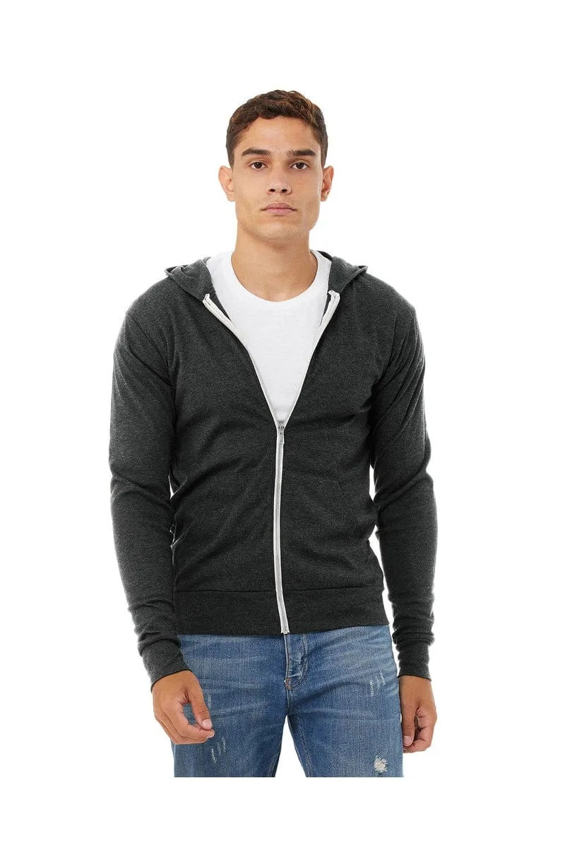 Bella Canvas 3939: Unisex Triblend Full-Zip Lightweight Hoodie