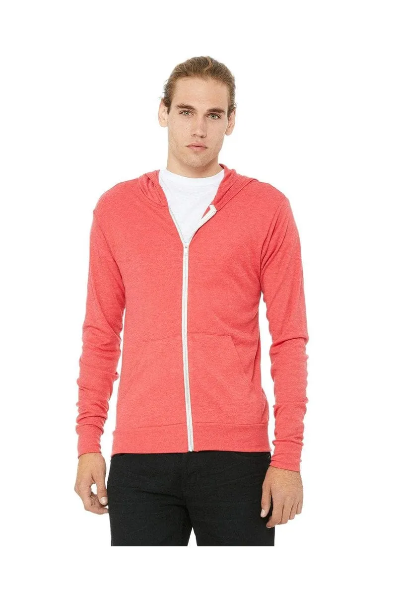 Bella Canvas 3939: Unisex Triblend Full-Zip Lightweight Hoodie