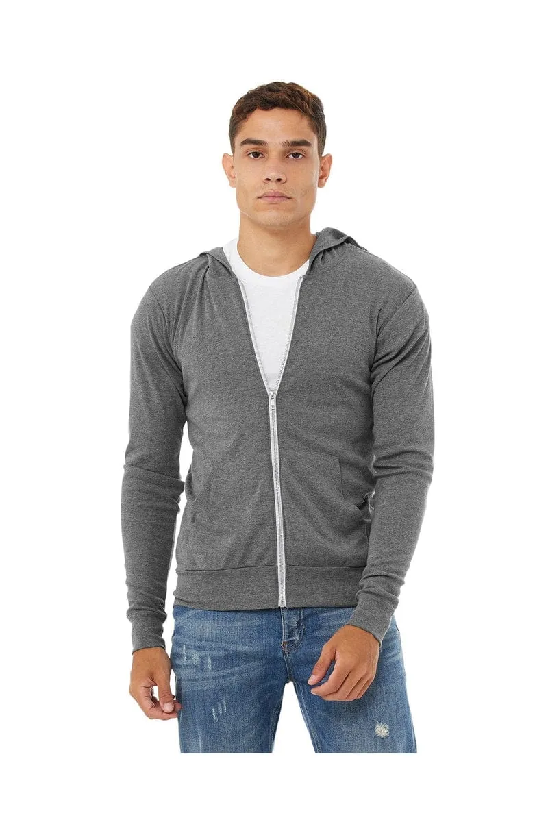 Bella Canvas 3939: Unisex Triblend Full-Zip Lightweight Hoodie