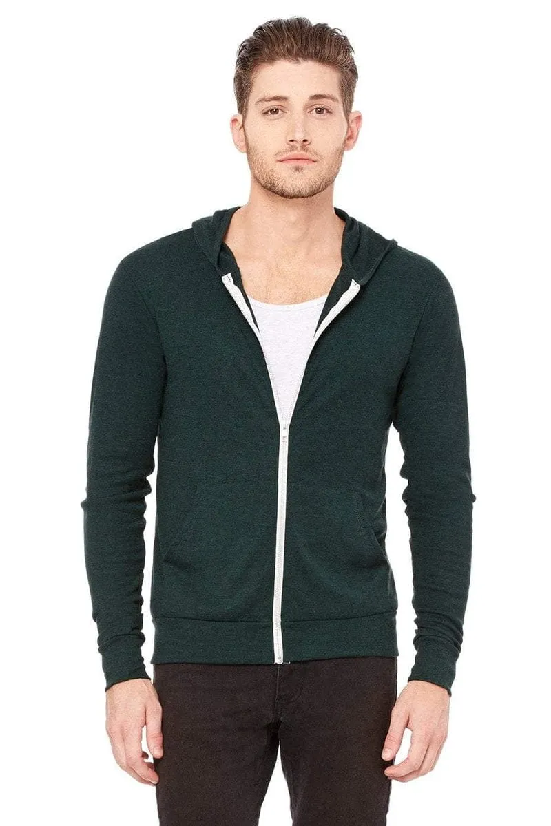 Bella Canvas 3939: Unisex Triblend Full-Zip Lightweight Hoodie