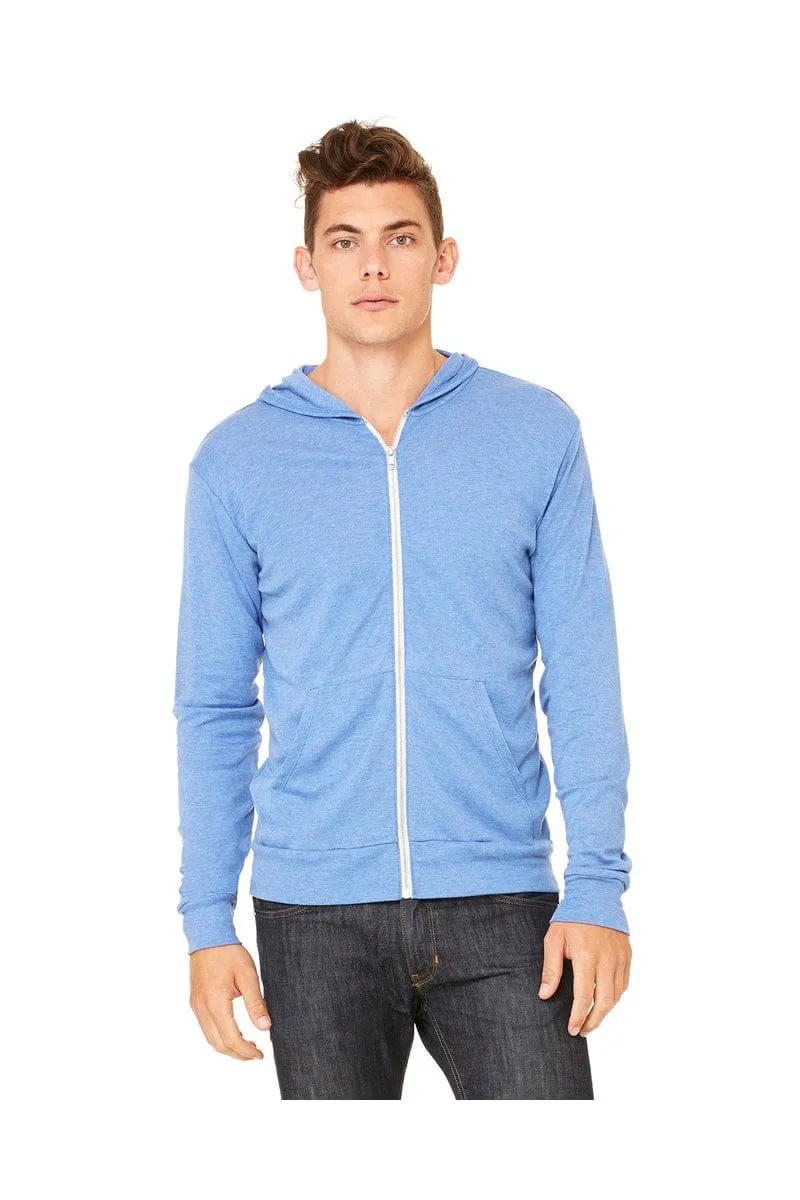 Bella Canvas 3939: Unisex Triblend Full-Zip Lightweight Hoodie