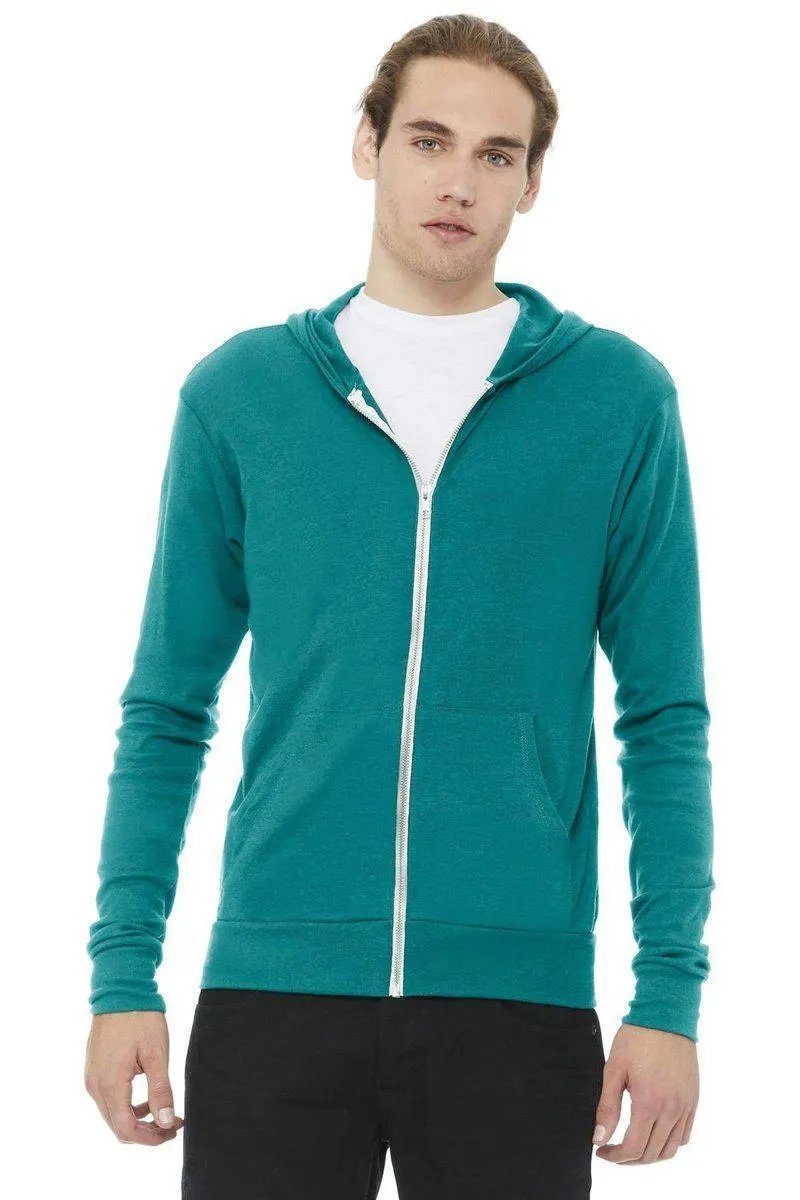 Bella Canvas 3939: Unisex Triblend Full-Zip Lightweight Hoodie