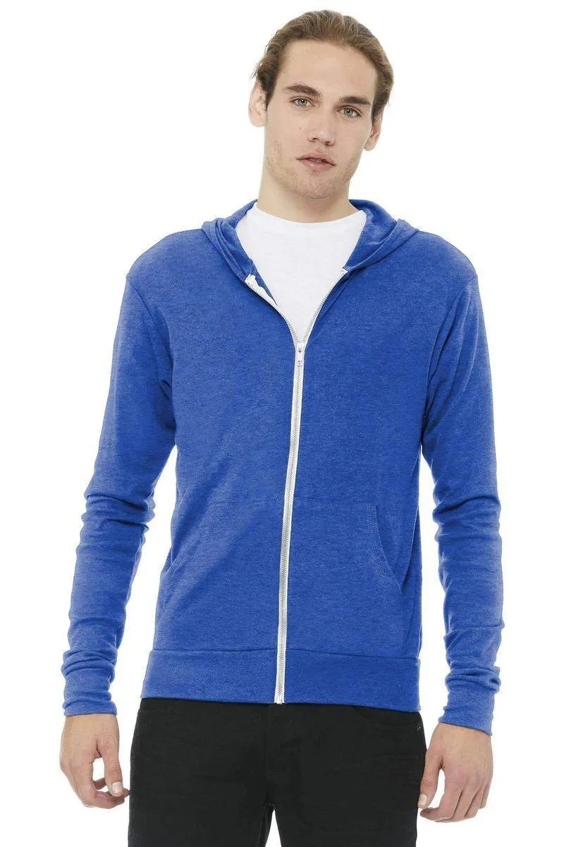 Bella Canvas 3939: Unisex Triblend Full-Zip Lightweight Hoodie