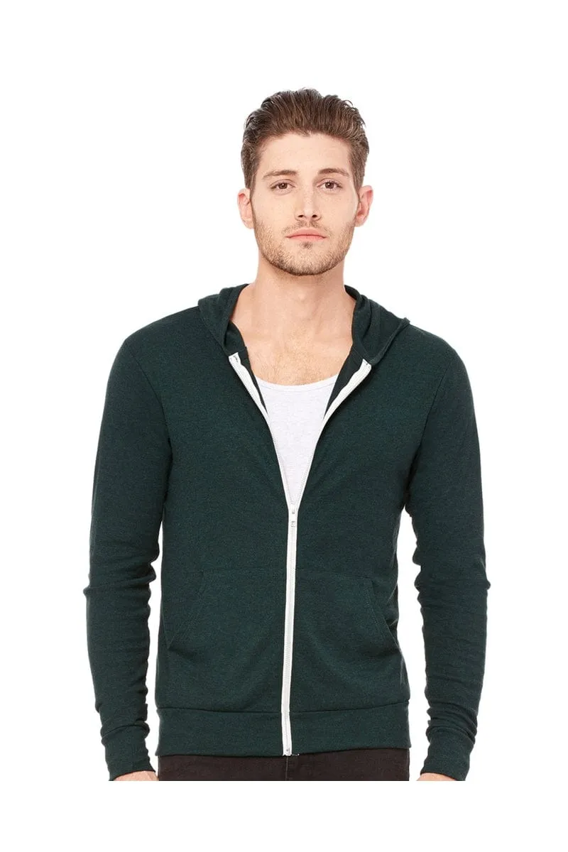 Bella Canvas 3939: Unisex Triblend Full-Zip Lightweight Hoodie