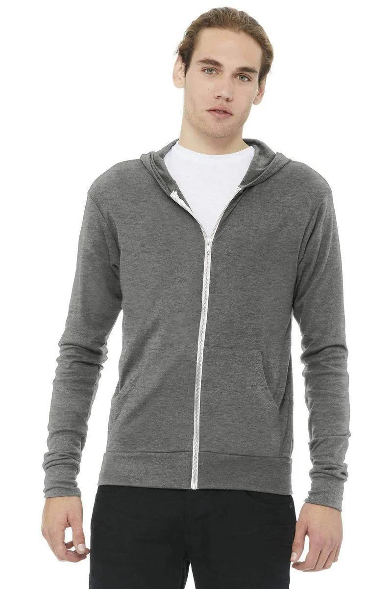 Bella Canvas 3939: Unisex Triblend Full-Zip Lightweight Hoodie