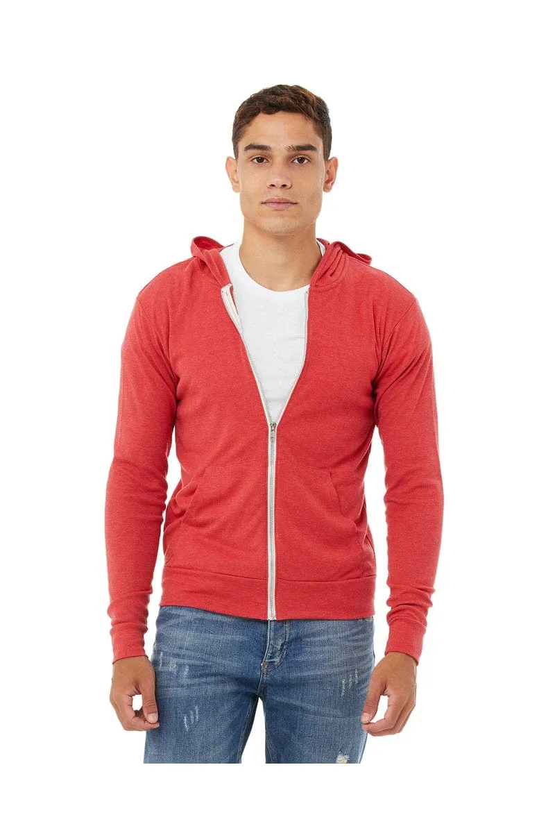 Bella Canvas 3939: Unisex Triblend Full-Zip Lightweight Hoodie