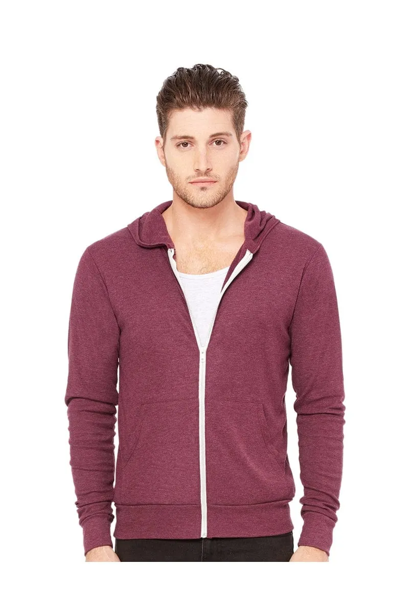 Bella Canvas 3939: Unisex Triblend Full-Zip Lightweight Hoodie