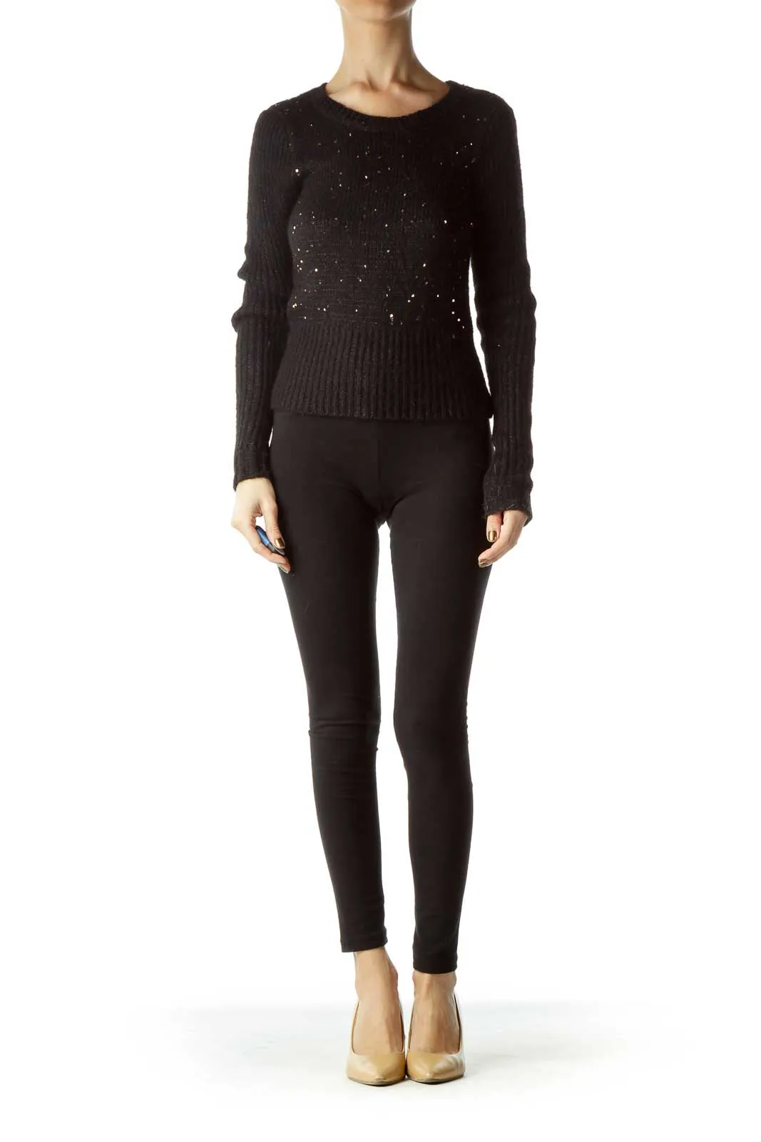 Black Gold Cozy Sequined Sweater