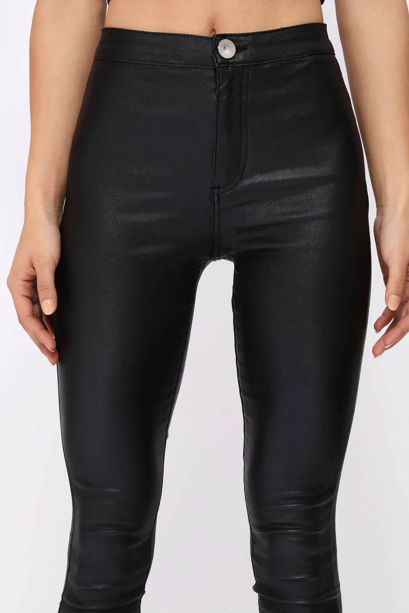 Black Wet Look Skinny Jeans