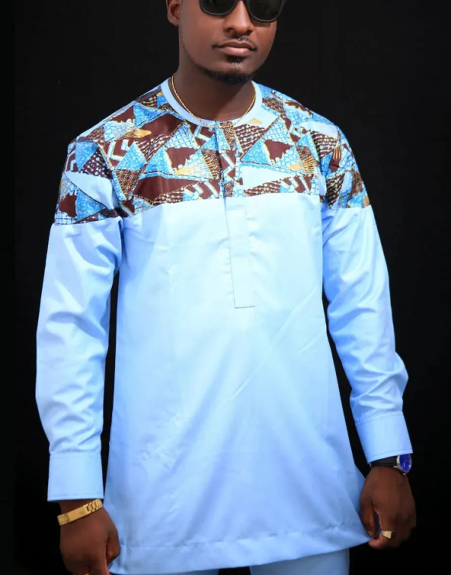 Bleu Shirt for Men, African Dresses for Men