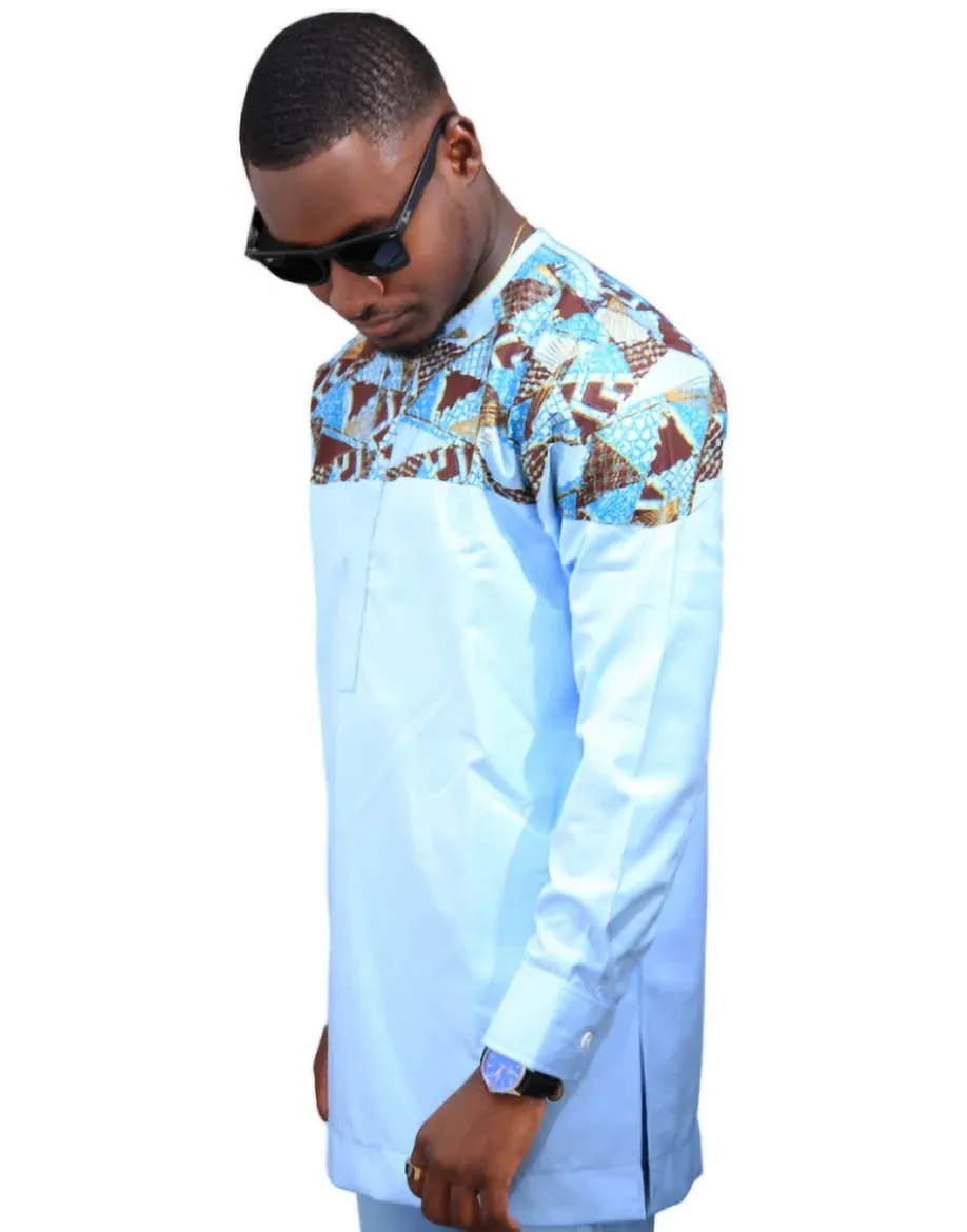 Bleu Shirt for Men, African Dresses for Men