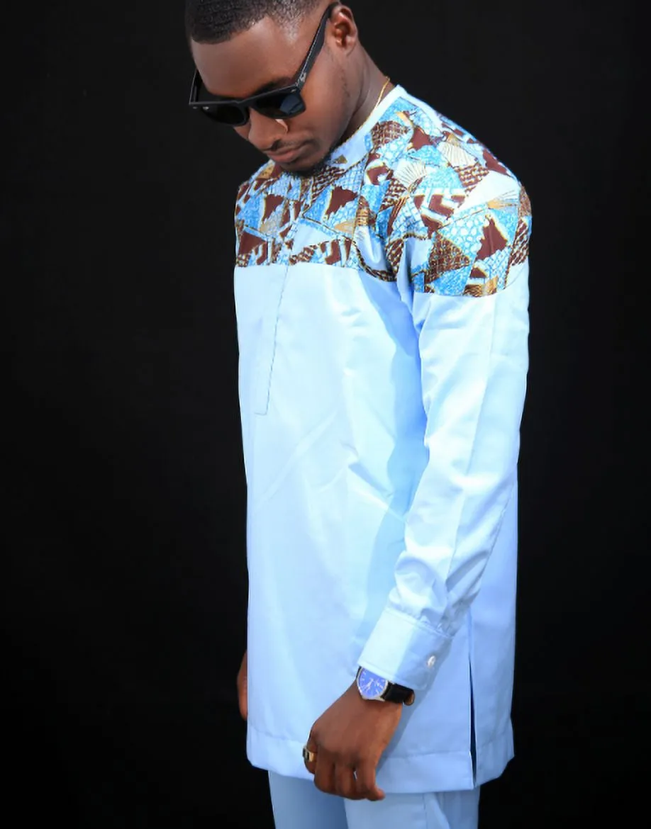 Bleu Shirt for Men, African Dresses for Men