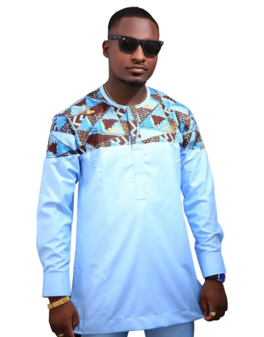 Bleu Shirt for Men, African Dresses for Men