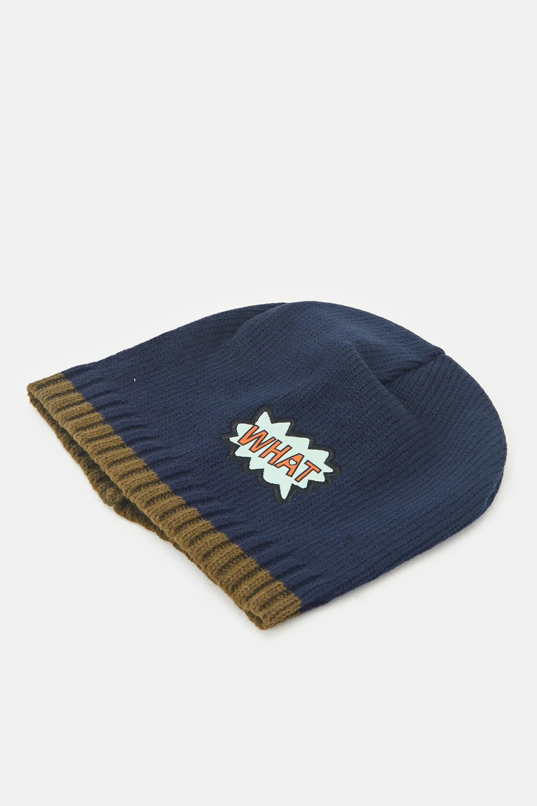 Boys Navy Knitted Cap Set (Pack of 2)