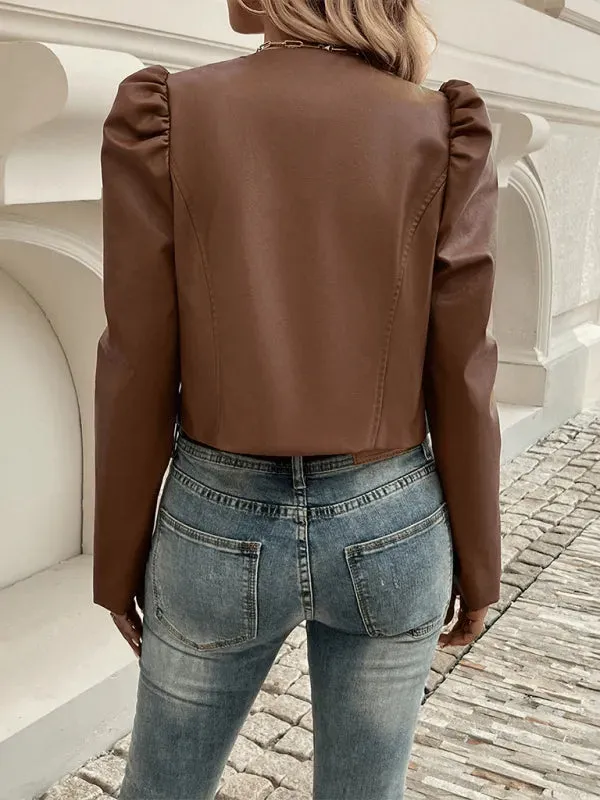 Casual Cardigan Leather Jacket