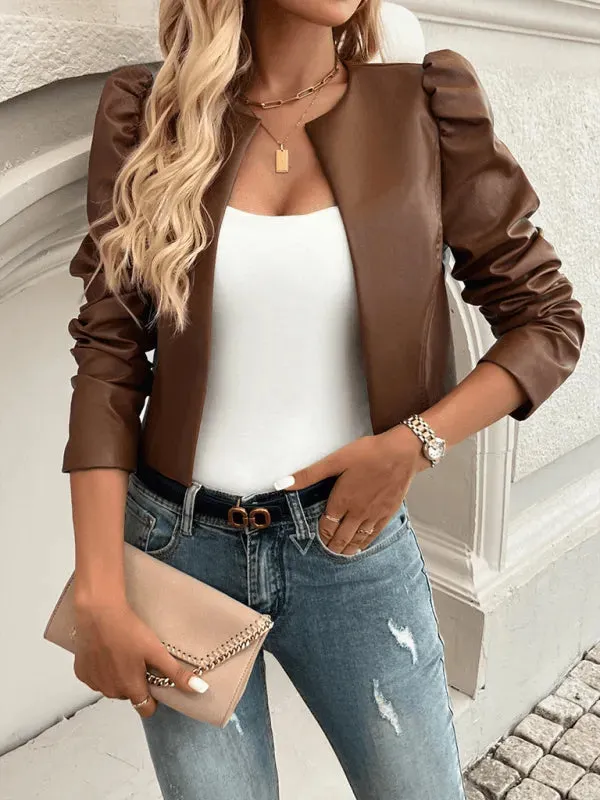 Casual Cardigan Leather Jacket