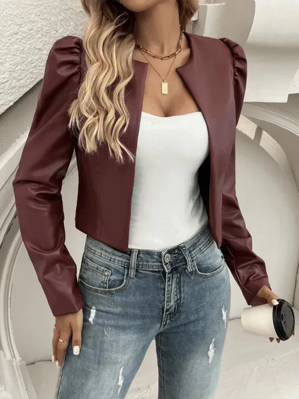 Casual Cardigan Leather Jacket