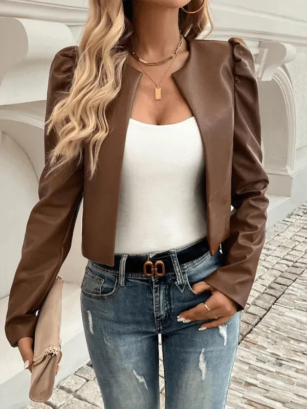 Casual Cardigan Leather Jacket