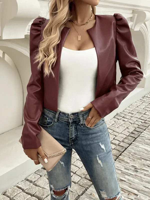 Casual Cardigan Leather Jacket