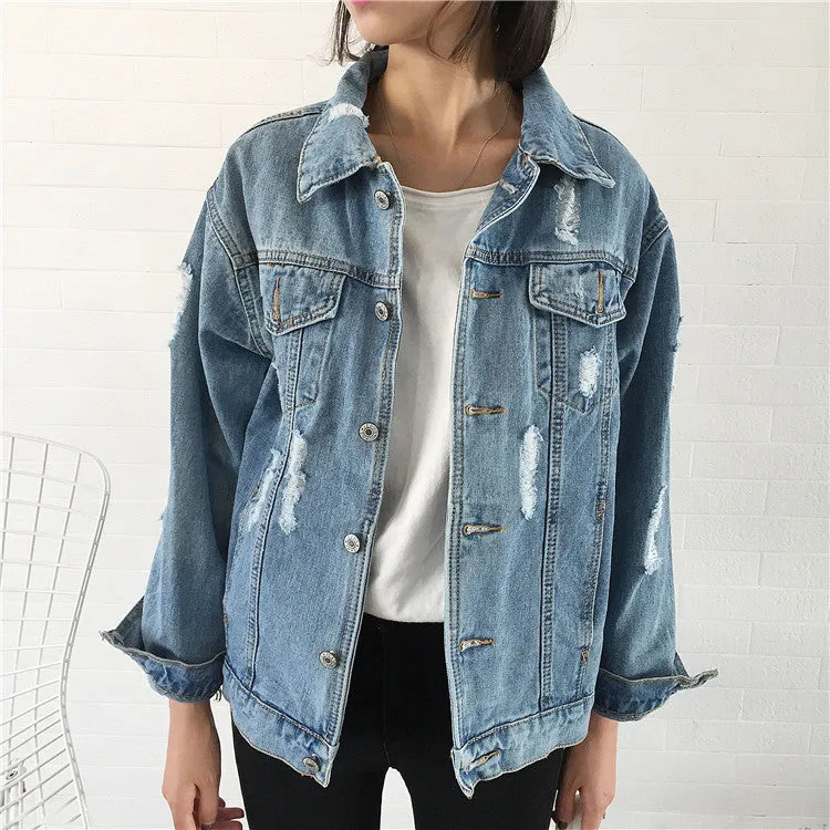 Casual Loose Wash Worn Denim Coat