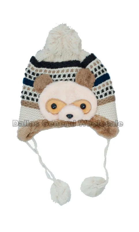 Children's Fur Lining Critters Toboggan Beanie Hats Wholesale