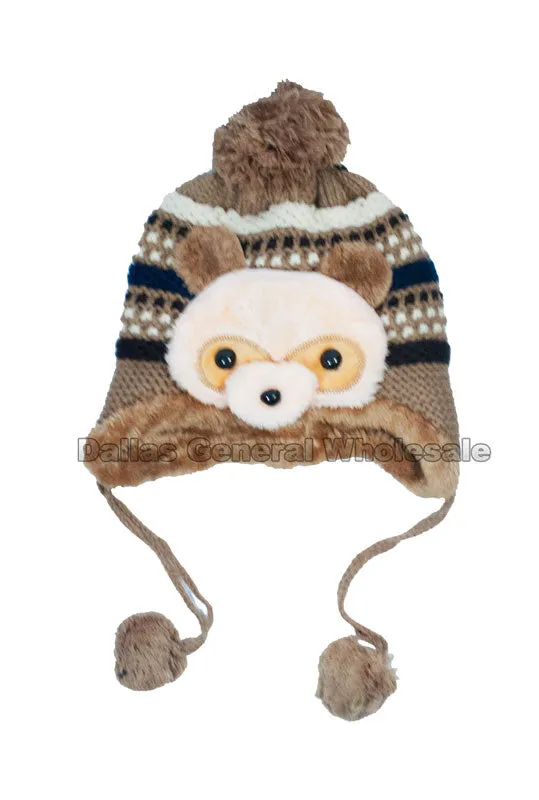 Children's Fur Lining Critters Toboggan Beanie Hats Wholesale