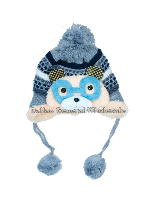 Children's Fur Lining Critters Toboggan Beanie Hats Wholesale