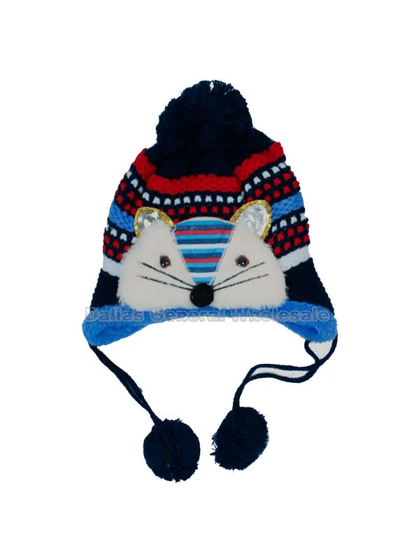 Children's Fur Lining Critters Toboggan Beanie Hats Wholesale