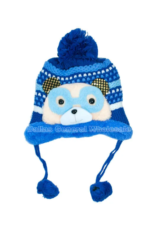 Children's Fur Lining Critters Toboggan Beanie Hats Wholesale