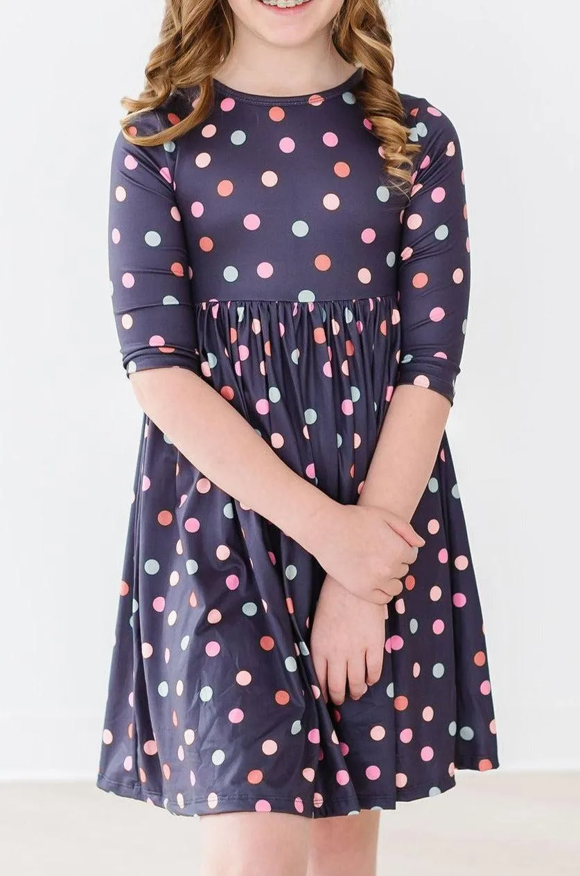 City Girl 3/4 Sleeve Twirl Dress