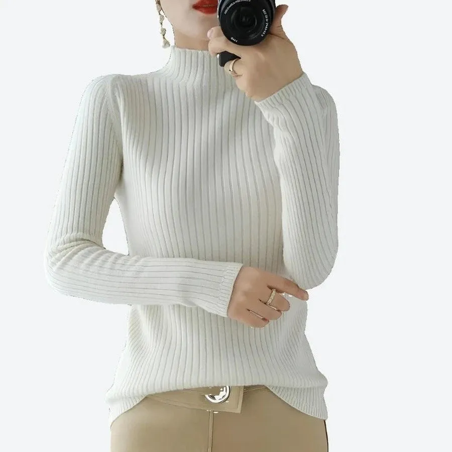 Cozy Ribbed Mock-Neck Knit Sweaters