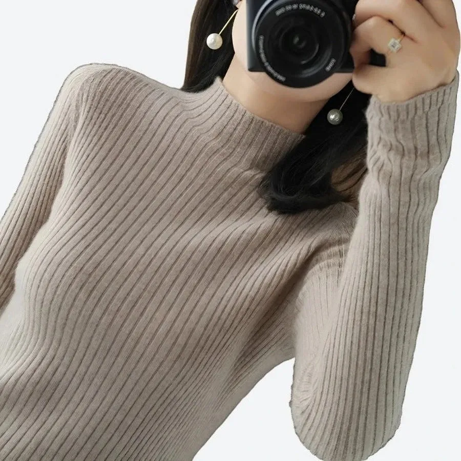 Cozy Ribbed Mock-Neck Knit Sweaters