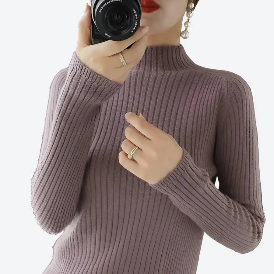 Cozy Ribbed Mock-Neck Knit Sweaters