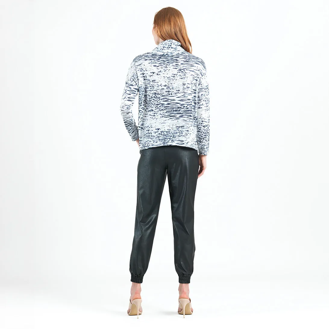 Cozy Shimmer Texture - Tipped Hem Sweater Top - Snow Leopard - Final Sale!