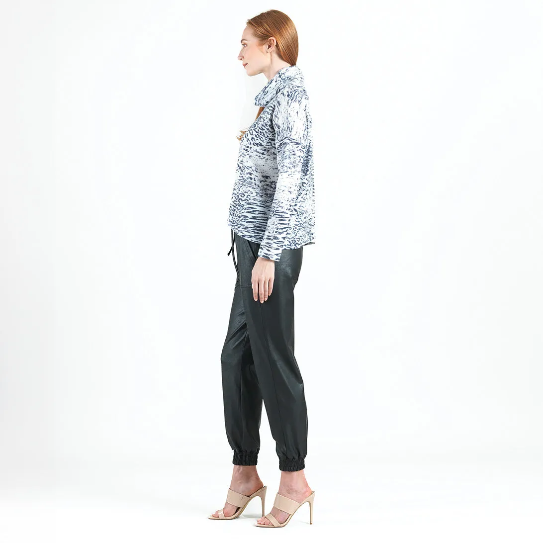 Cozy Shimmer Texture - Tipped Hem Sweater Top - Snow Leopard - Final Sale!