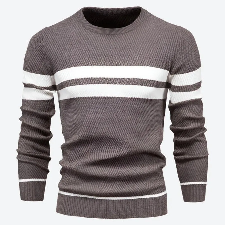 Cozy Striped Long-Sleeve Knit Sweaters