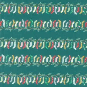 Cozy Wonderland - Stocking Stripe Teal Yardage