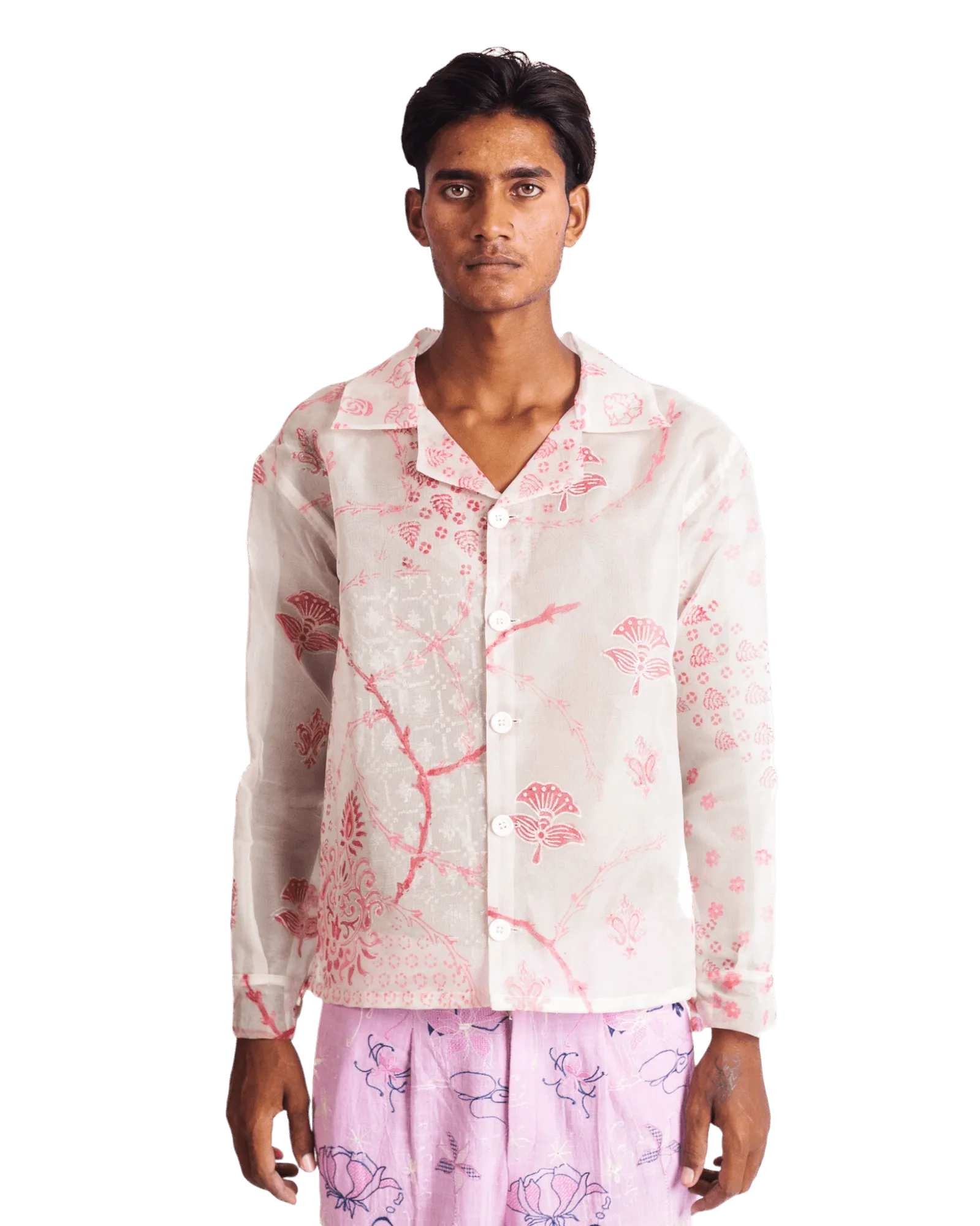 FLORAL ORGANZA BUTTON DOWN