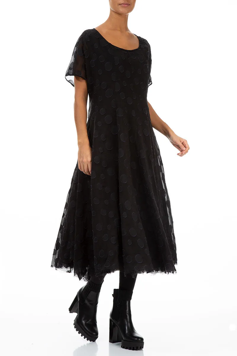 Flowy Black Bubbles Silk Dress