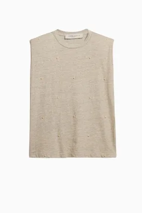 Golden Goose Scattered Pearl Sleeveless T-Shirt - Melange Grey/ Heritage White