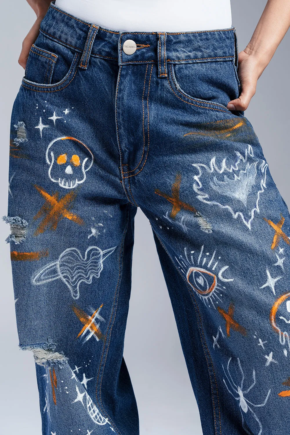 Graffiti Blue Timeless Relaxed Fit Jeans