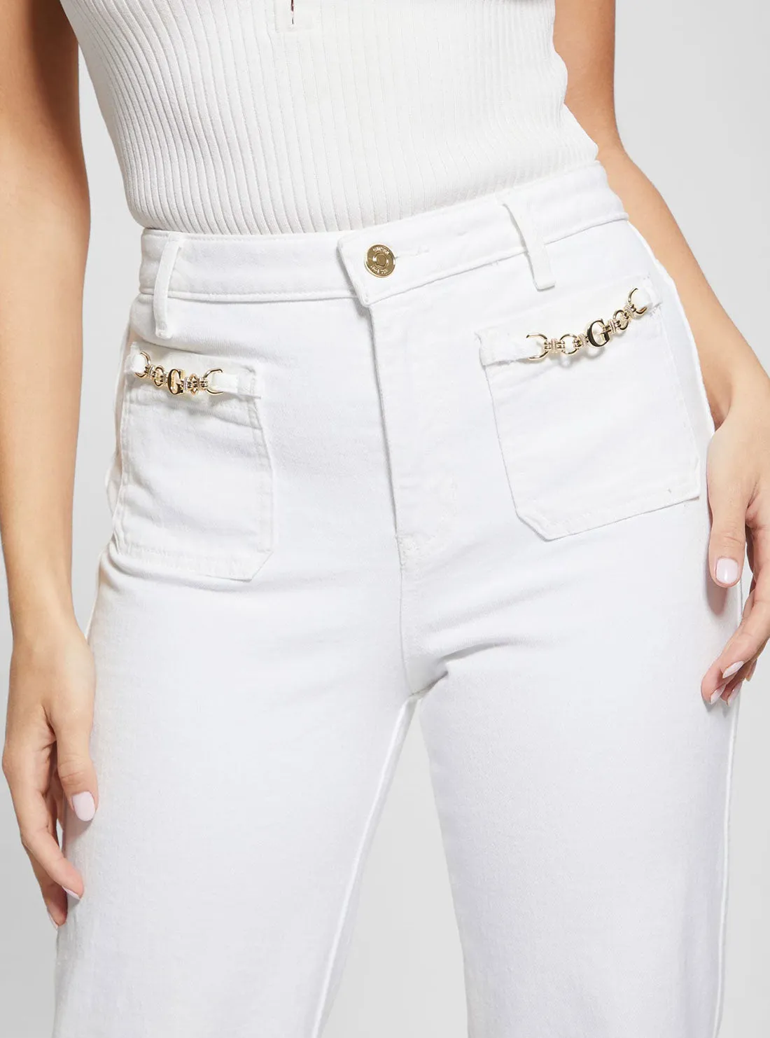 High-Rise Straight Leg Relaxed Jeans in White Wash