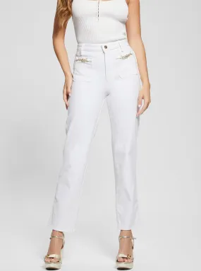 High-Rise Straight Leg Relaxed Jeans in White Wash